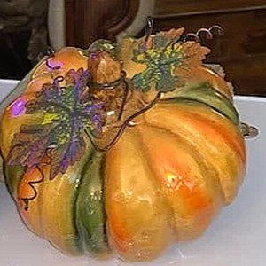 Gumps San Francisco Glazed Porcelain Halloween Pumpkins